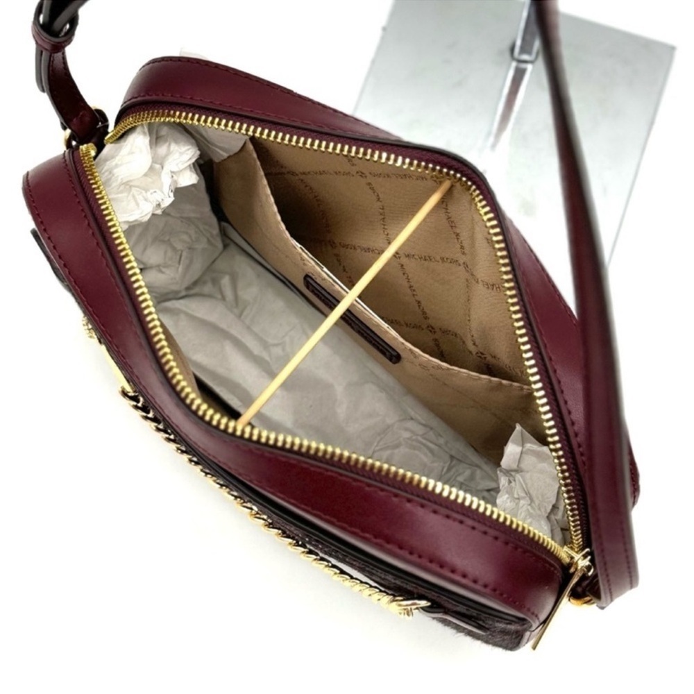 Michael Kors Large Jet Set Item EW Chain Xbody Crossbody Bag Ox Blood Multi - Picture 10 of 12